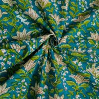 Aqua green floral Cotton Fabric